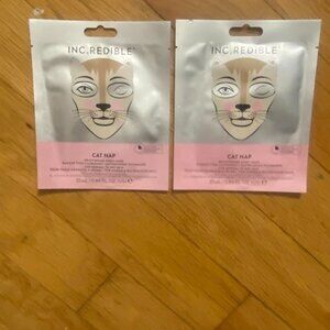 INC.redible Cat Nap Brightening Sheet Mask 2 Packages NEW Green Tea Chamomile